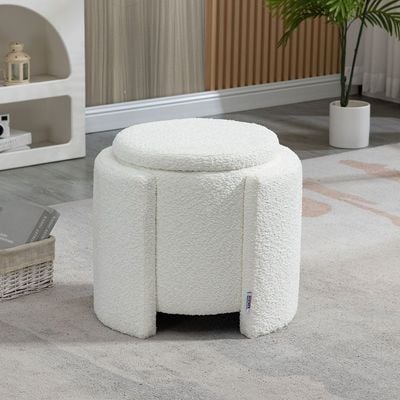 Bergman Fabric Storage Ottoman - White - With 2-Year Warranty